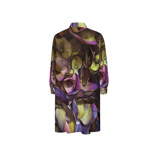 October Flowers 4 Women's High-Low Long-Sleeve Hem Shirt Silky-like Elegance
