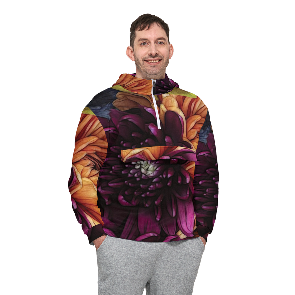 October Flowers 9 Unisex Fleece-Lined Quarter Zip Pocket Hoodie