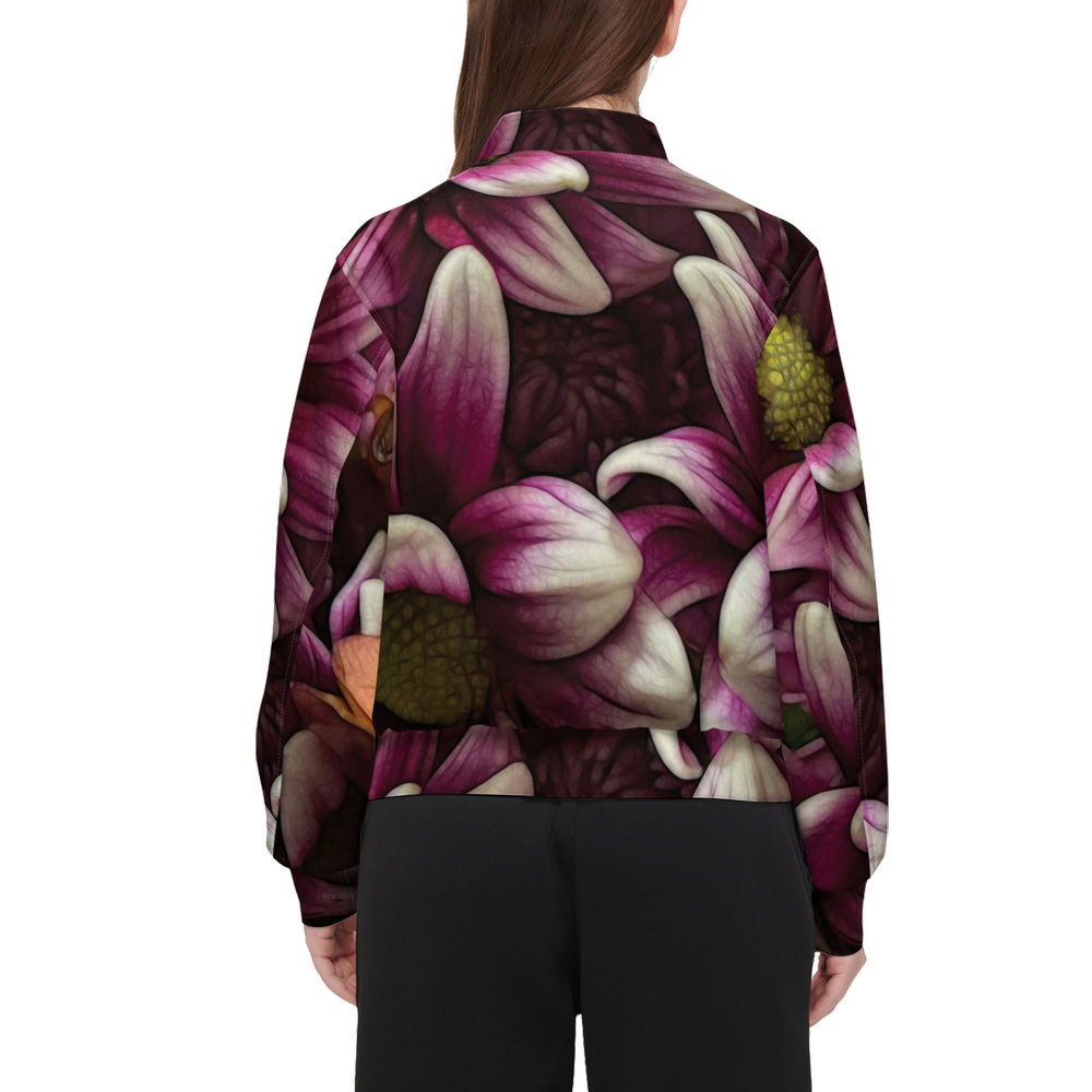October Flowers 7 Women's Double Layered Bomber Sports Jacket-Techno Scuba Knit