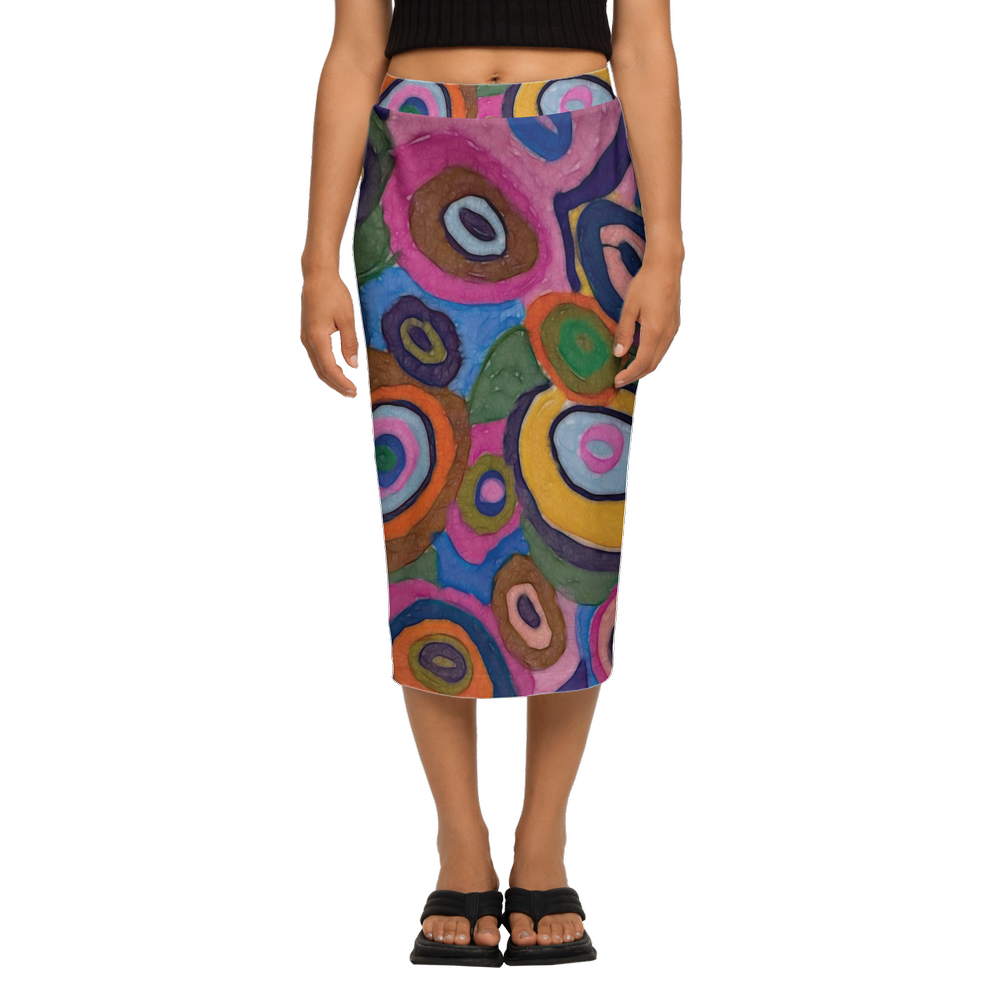 Warm Autumn Bubbles Women's Back Split Pencil Skirt-Heavy Knit
