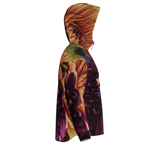 October Flowers 9 Unisex Fleece-Lined Quarter Zip Pocket Hoodie