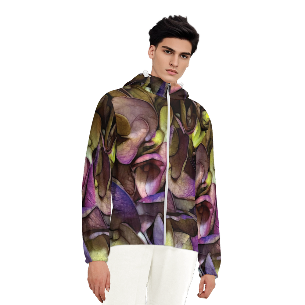 October Flowers 4 Unisex Lightweight Hooded Windbreaker- Water Resistant