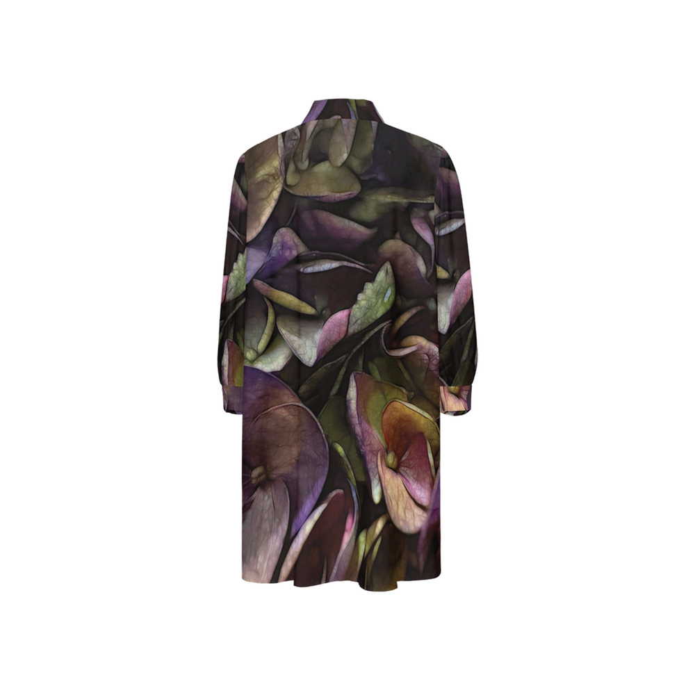 October Flowers 5 Women's High-Low Long-Sleeve Hem Shirt Silky-like Elegance