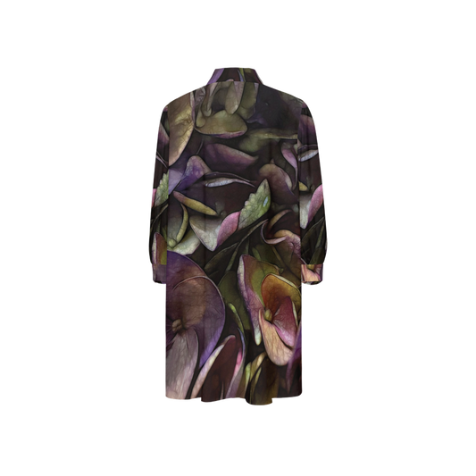 October Flowers 5 Women's High-Low Long-Sleeve Hem Shirt Silky-like Elegance