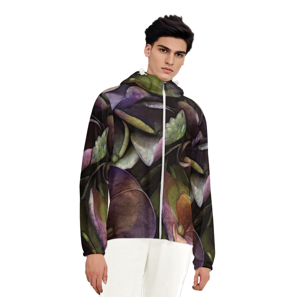 October Flowers 5 Unisex Lightweight Hooded Windbreaker- Water Resistant