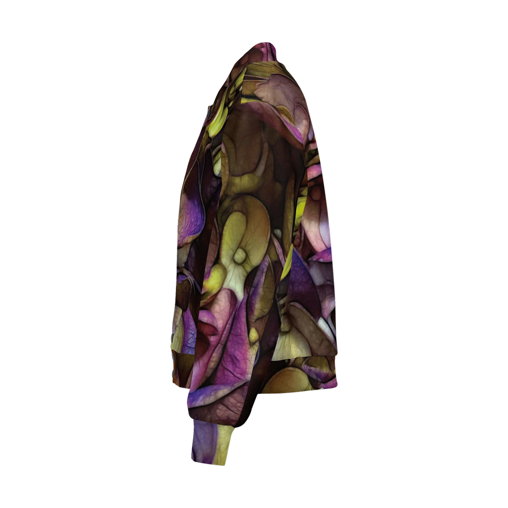 October Flowers 4 Women's Double Layered Bomber Sports Jacket-Techno Scuba Knit