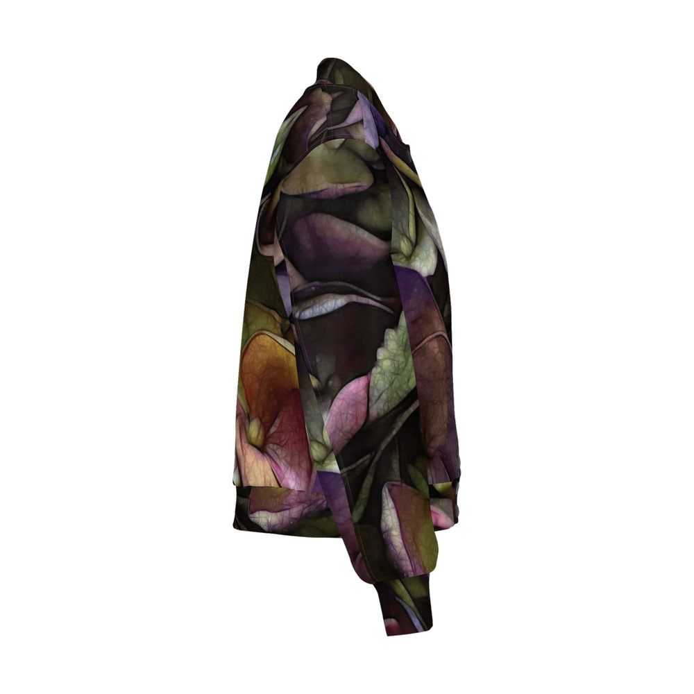 October Flowers 5 Women's Double Layered Bomber Sports Jacket-Techno Scuba Knit