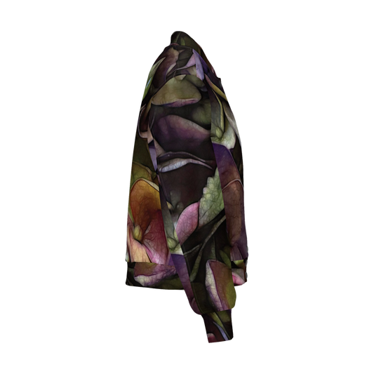 October Flowers 5 Women's Double Layered Bomber Sports Jacket-Techno Scuba Knit