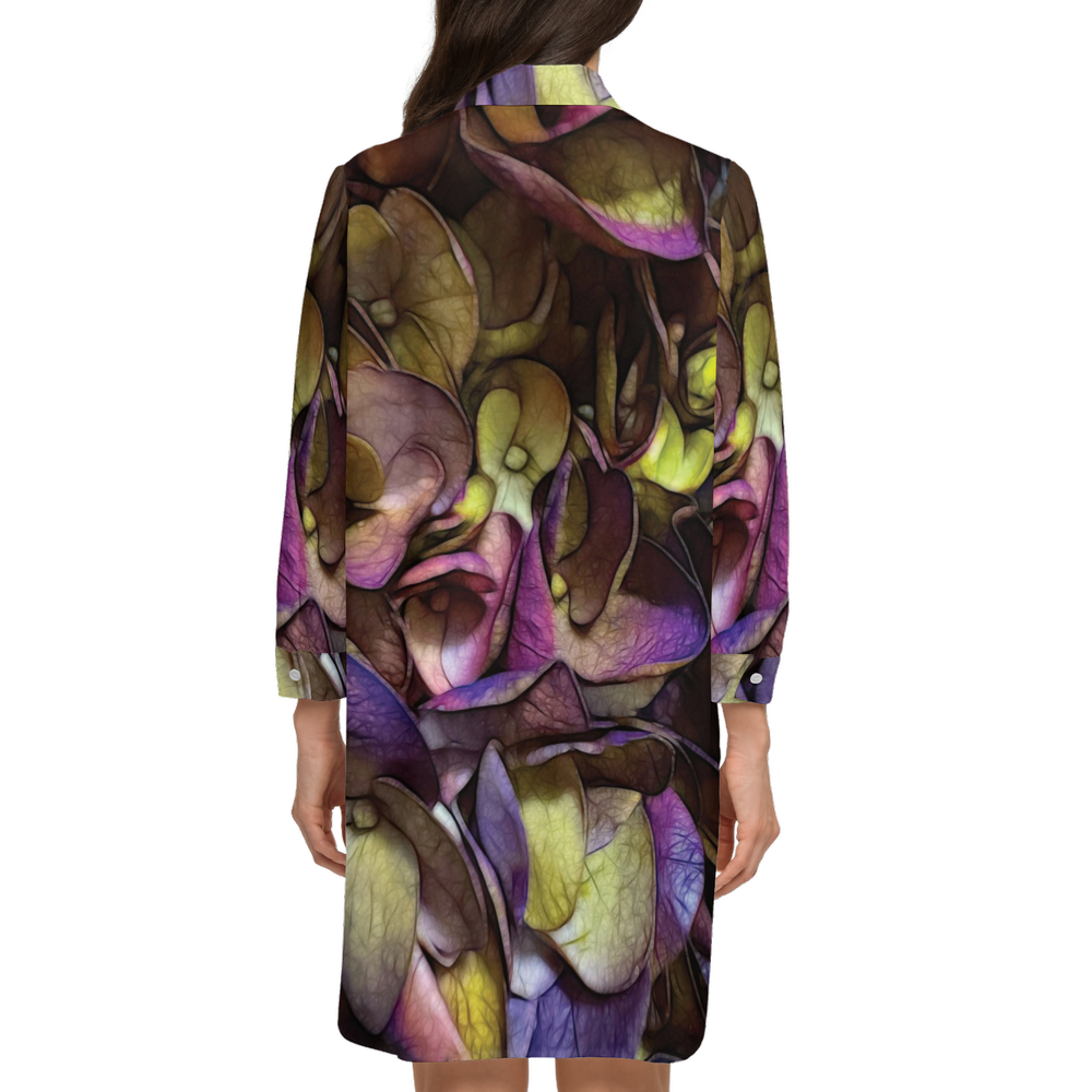 October Flowers 4 Women's High-Low Long-Sleeve Hem Shirt Silky-like Elegance