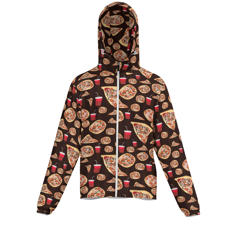 Pizza Pattern Unisex Lightweight Hooded Windbreaker- Water Resistant