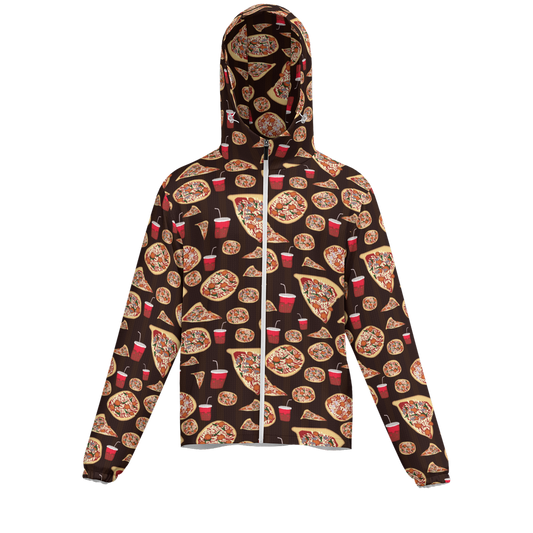 Pizza Pattern Unisex Lightweight Hooded Windbreaker- Water Resistant