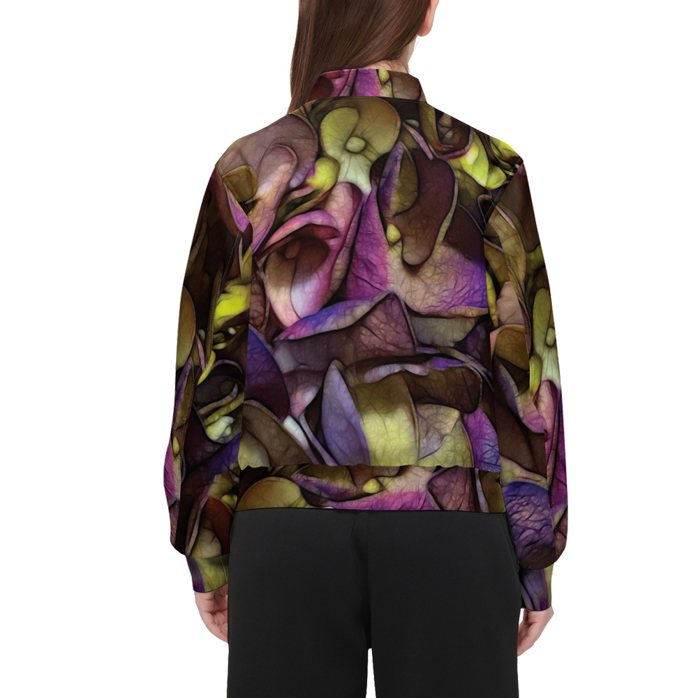 October Flowers 4 Women's Double Layered Bomber Sports Jacket-Techno Scuba Knit