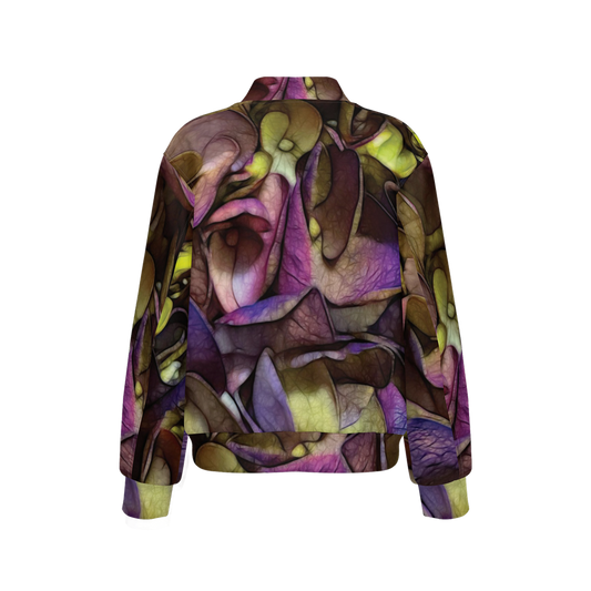 October Flowers 4 Women's Double Layered Bomber Sports Jacket-Techno Scuba Knit