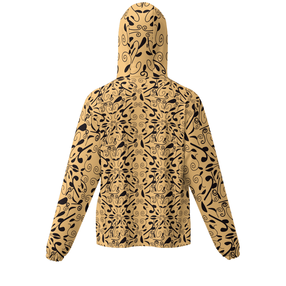 Leaf and Vine on Light Orange Unisex Lightweight Hooded Windbreaker- Water Resistant