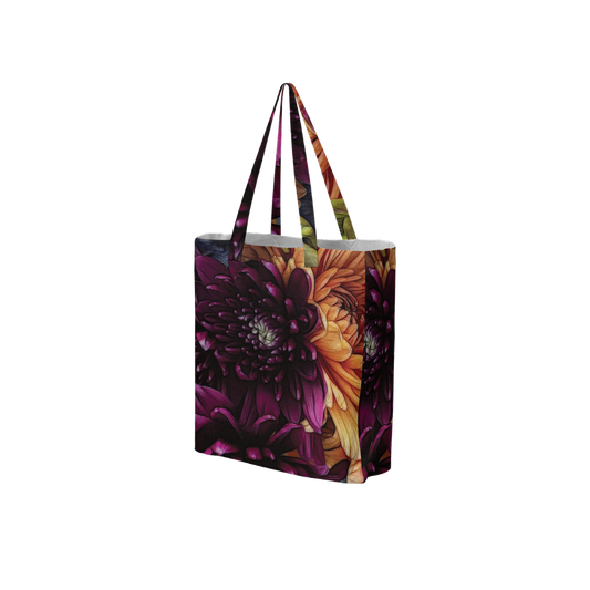 October Flowers 9 Large City Tote Bag Lined with Inside Pocket – Linen Like Fabric