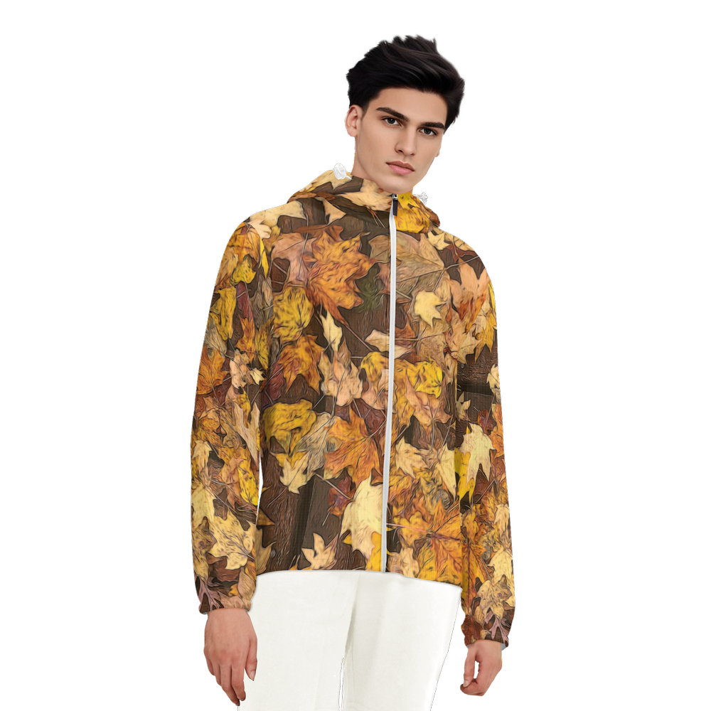 Late October Leaves No 3 Unisex Lightweight Hooded Windbreaker- Water Resistant