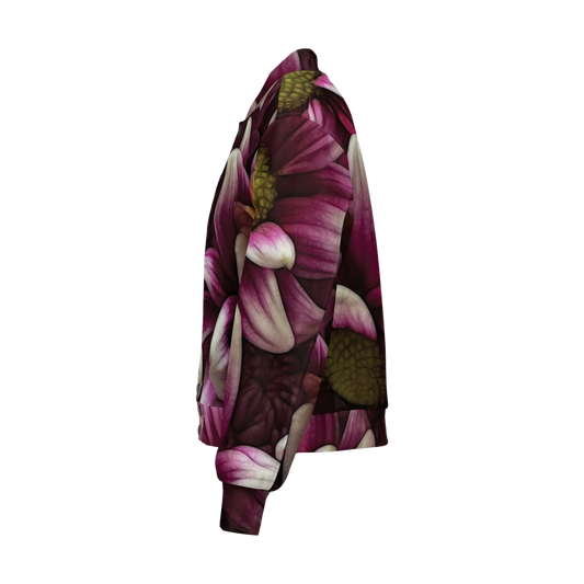 October Flowers 7 Women's Double Layered Bomber Sports Jacket-Techno Scuba Knit