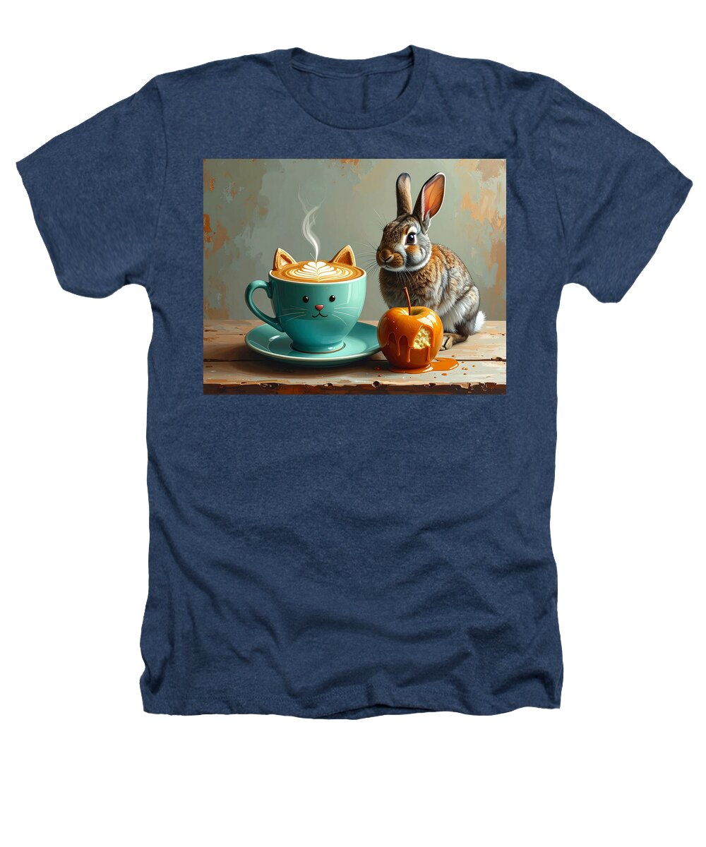 Rabbit with Cat Cup and Caramel Apple - Heathers T-Shirt