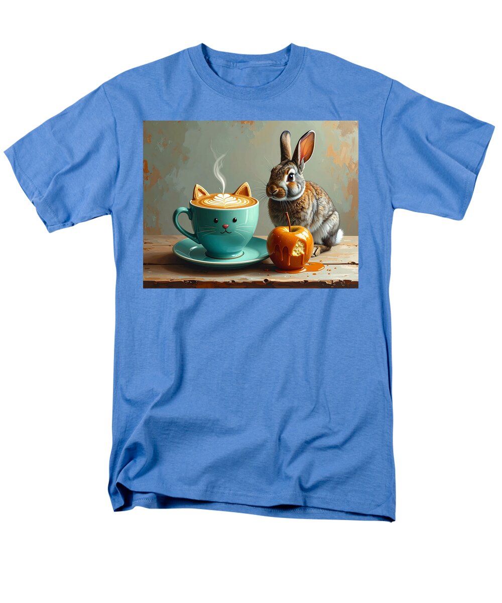 Rabbit with Cat Cup and Caramel Apple - Men's T-Shirt (Regular Fit)