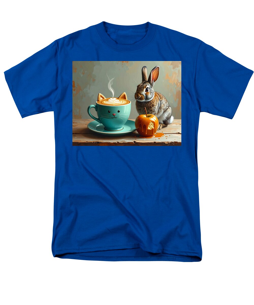 Rabbit with Cat Cup and Caramel Apple - Men's T-Shirt (Regular Fit)
