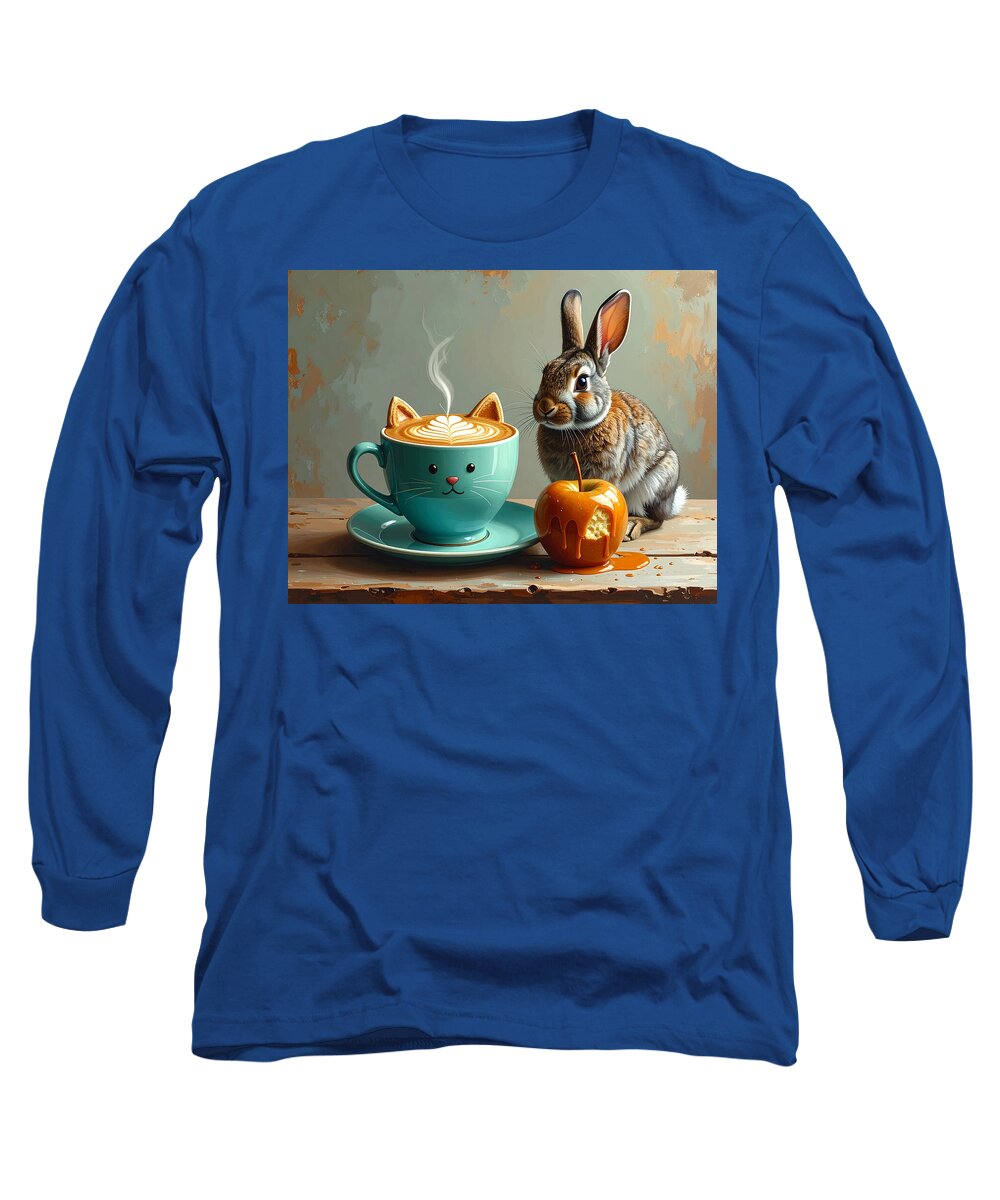Rabbit with Cat Cup and Caramel Apple - Long Sleeve T-Shirt