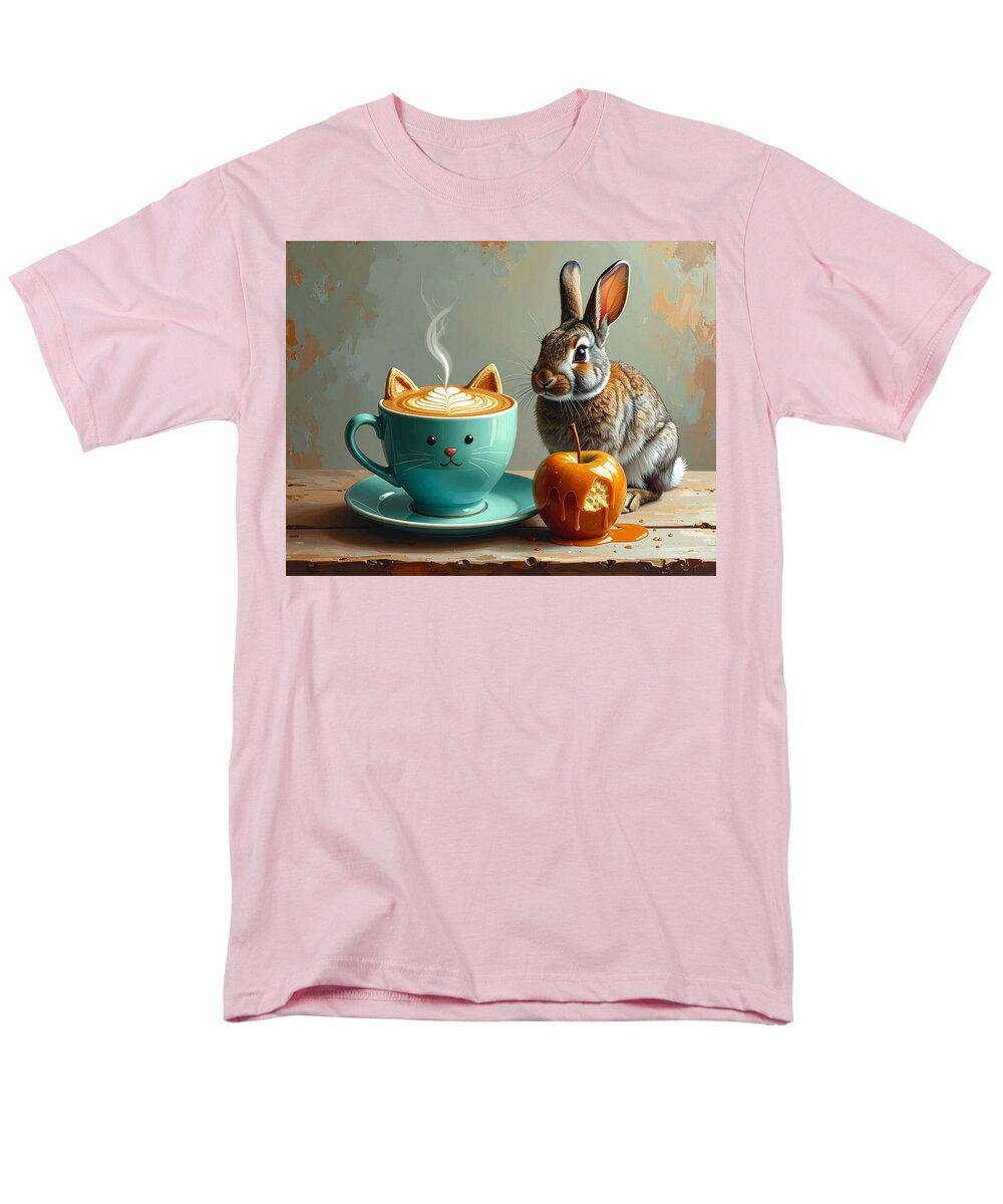 Rabbit with Cat Cup and Caramel Apple - Men's T-Shirt (Regular Fit)