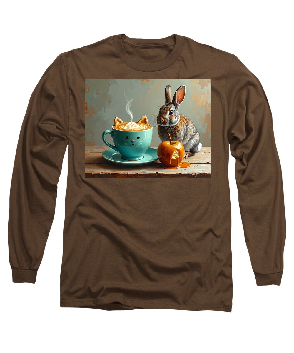 Rabbit with Cat Cup and Caramel Apple - Long Sleeve T-Shirt