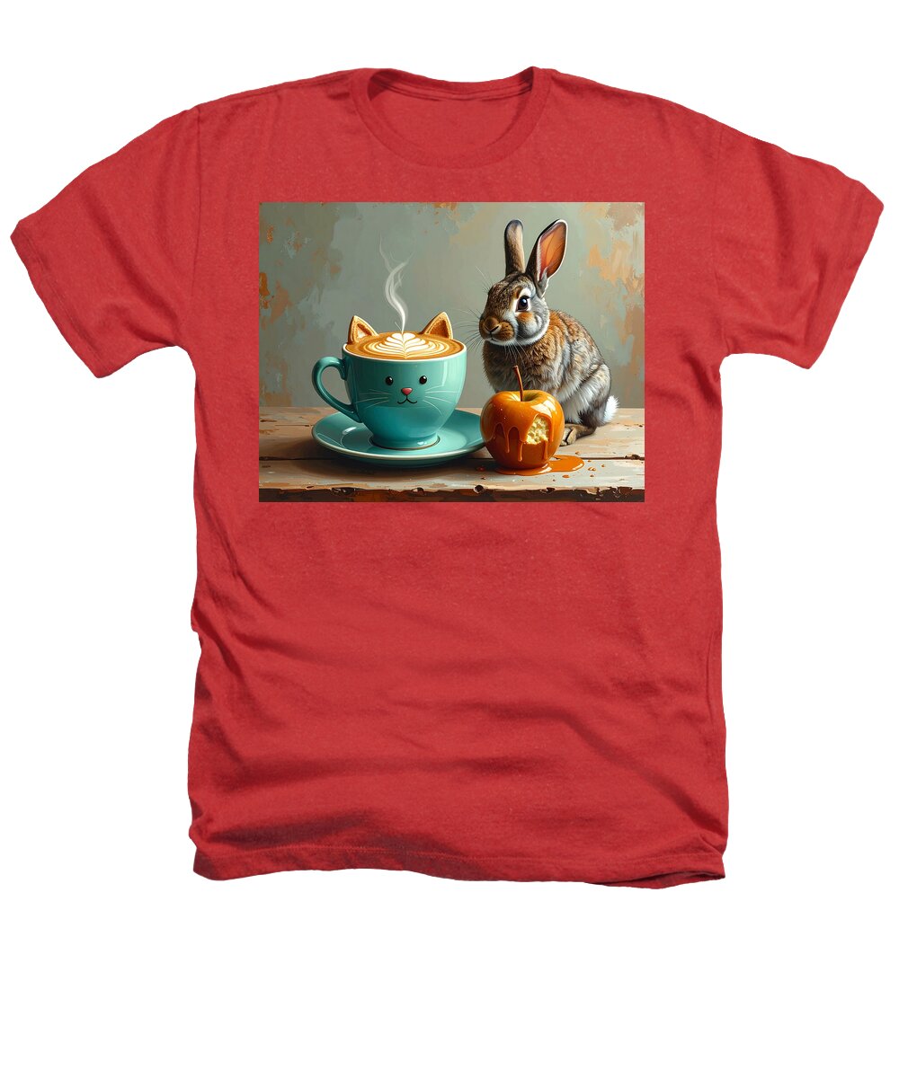 Rabbit with Cat Cup and Caramel Apple - Heathers T-Shirt