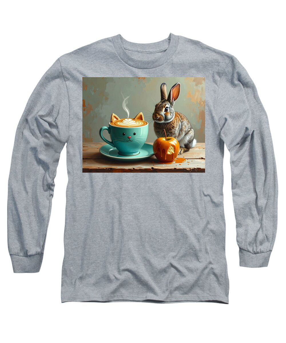 Rabbit with Cat Cup and Caramel Apple - Long Sleeve T-Shirt