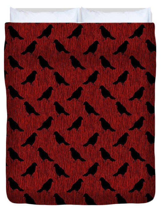 Ravens On Red - Duvet Cover