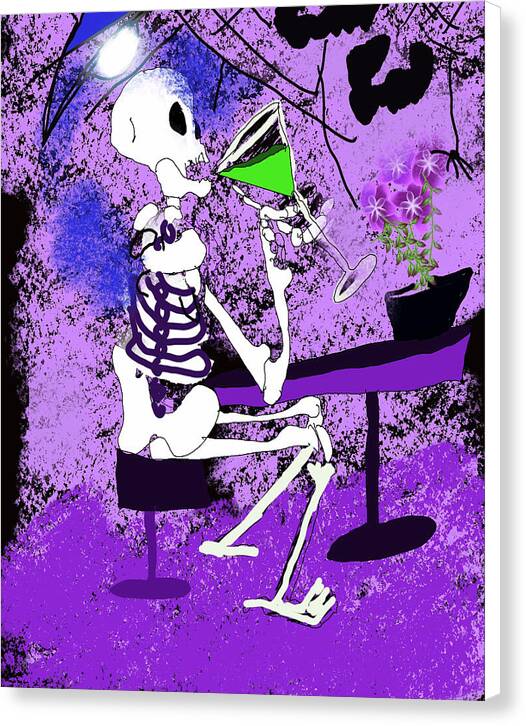 Skeleton Sipping Margarita - Canvas Print