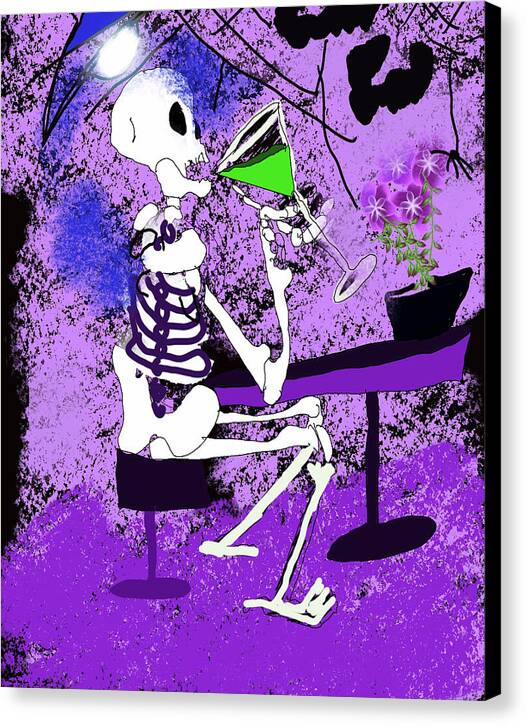 Skeleton Sipping Margarita - Canvas Print