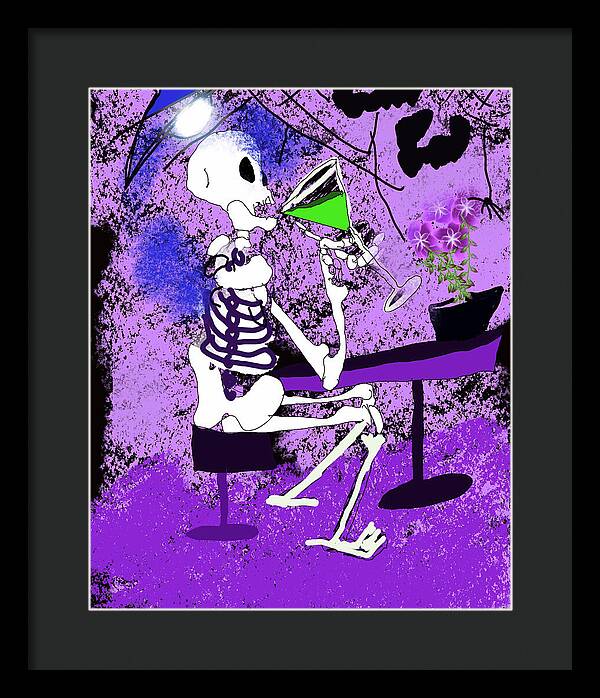 Skeleton Sipping Margarita - Framed Print