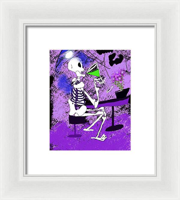 Skeleton Sipping Margarita - Framed Print