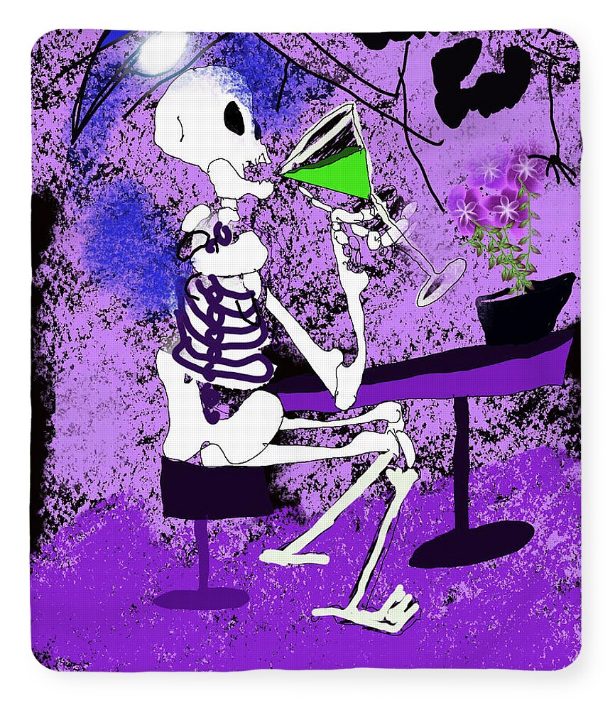 Skeleton Sipping Margarita - Blanket