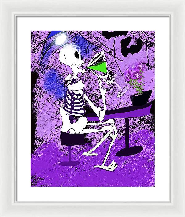 Skeleton Sipping Margarita - Framed Print