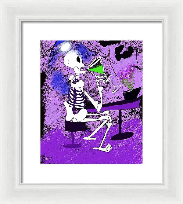 Skeleton Sipping Margarita - Framed Print