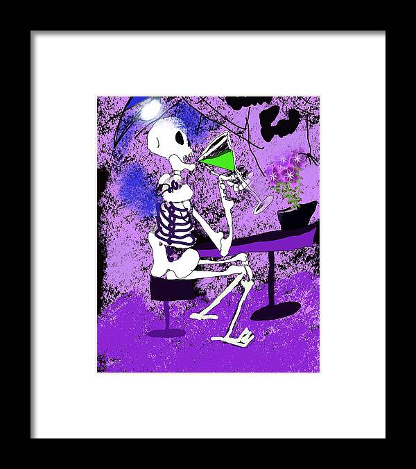 Skeleton Sipping Margarita - Framed Print