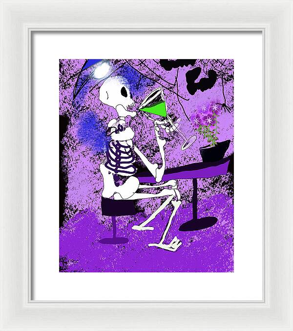 Skeleton Sipping Margarita - Framed Print