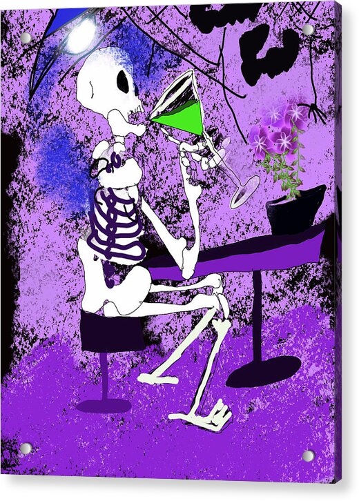 Skeleton Sipping Margarita - Acrylic Print