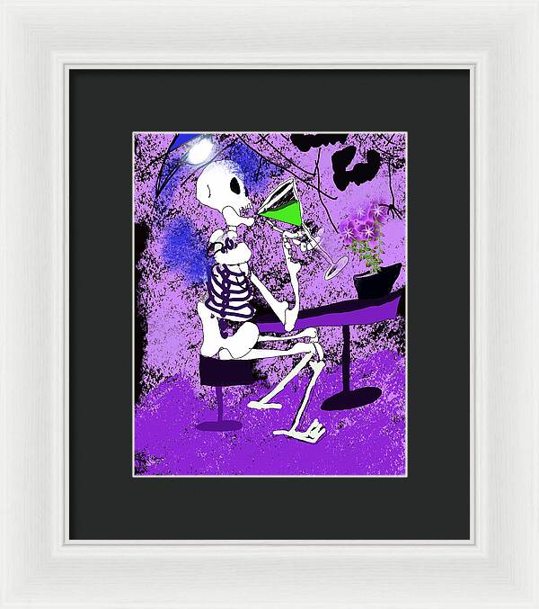 Skeleton Sipping Margarita - Framed Print