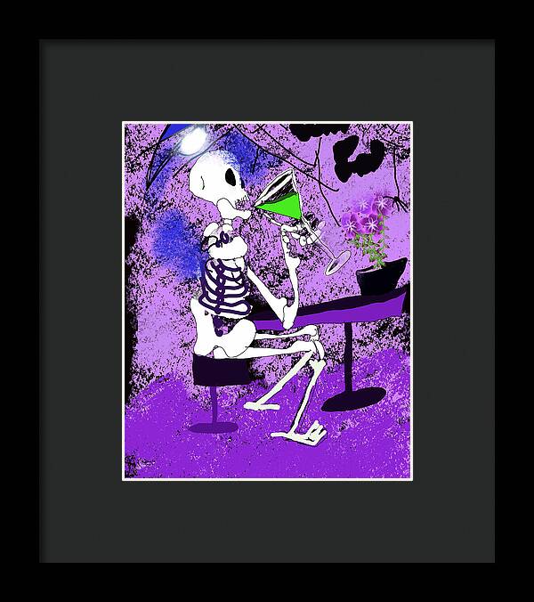 Skeleton Sipping Margarita - Framed Print