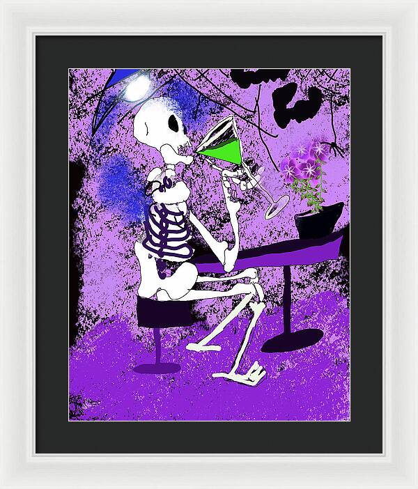 Skeleton Sipping Margarita - Framed Print