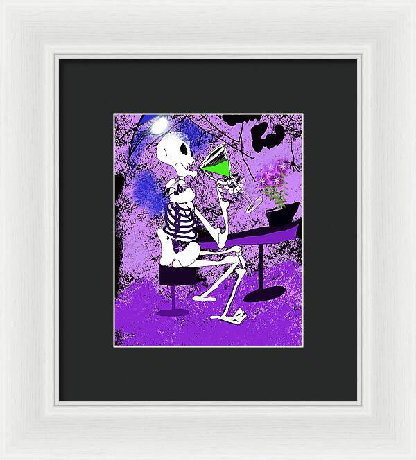 Skeleton Sipping Margarita - Framed Print