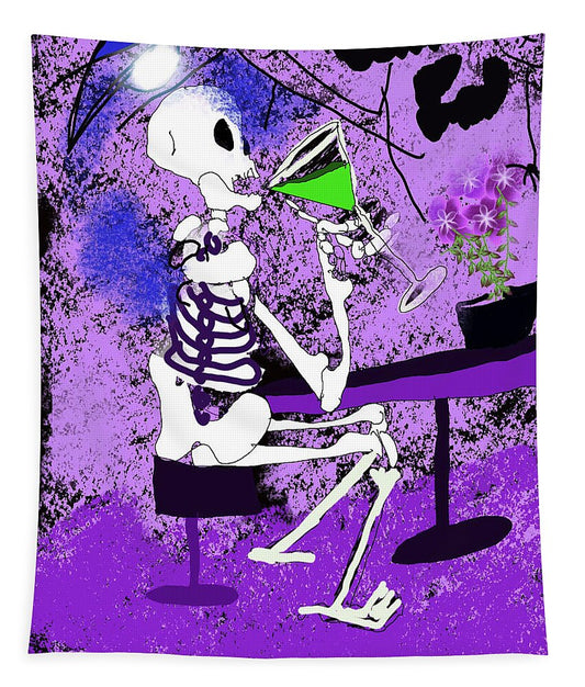 Skeleton Sipping Margarita - Tapestry