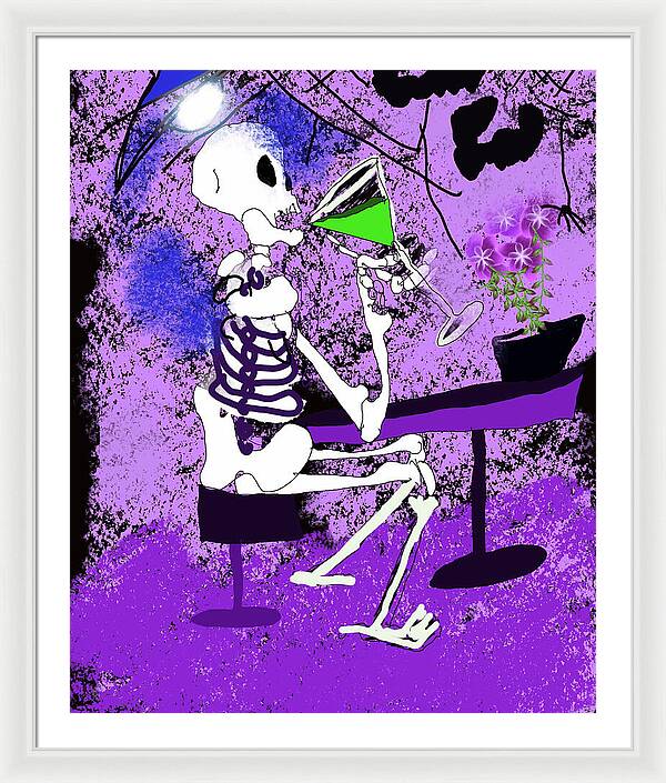 Skeleton Sipping Margarita - Framed Print