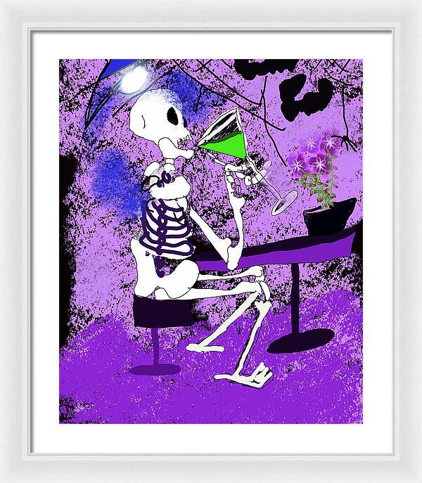Skeleton Sipping Margarita - Framed Print
