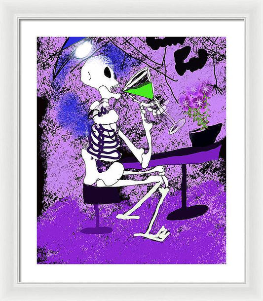 Skeleton Sipping Margarita - Framed Print