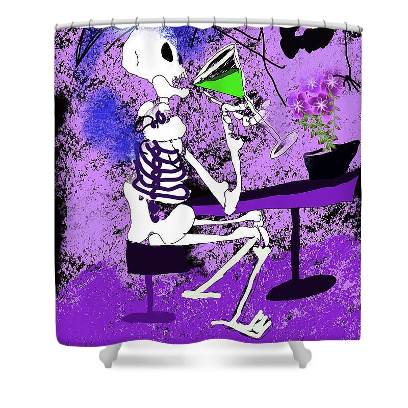 Skeleton Sipping Margarita - Shower Curtain