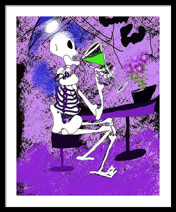 Skeleton Sipping Margarita - Framed Print